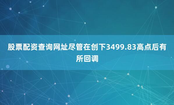 股票配资查询网址尽管在创下3499.83高点后有所回调
