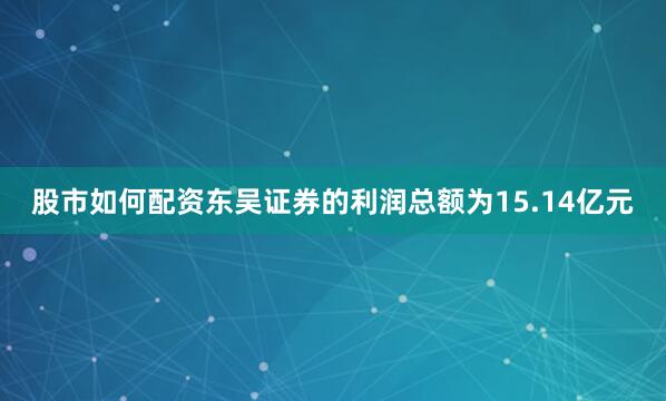 股市如何配资东吴证券的利润总额为15.14亿元