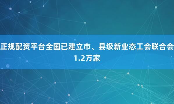 正规配资平台全国已建立市、县级新业态工会联合会1.2万家