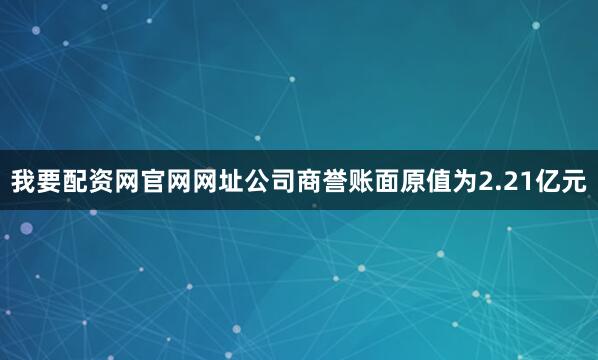 我要配资网官网网址公司商誉账面原值为2.21亿元